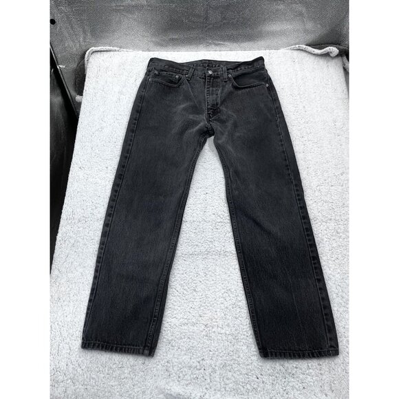 Levi’s 505 Black Denim Jeans Mens 36x32 Regular Fit Straight - Picture 2 of 11